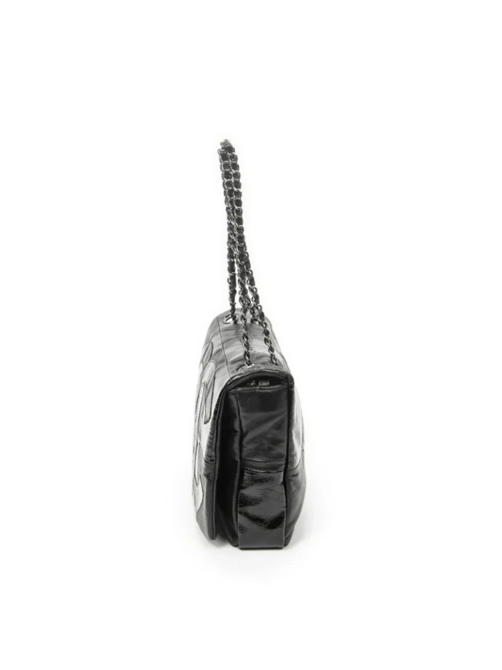 Chanel Brooklyn Ligne Patchwork Chain Flap Bag Black Leather